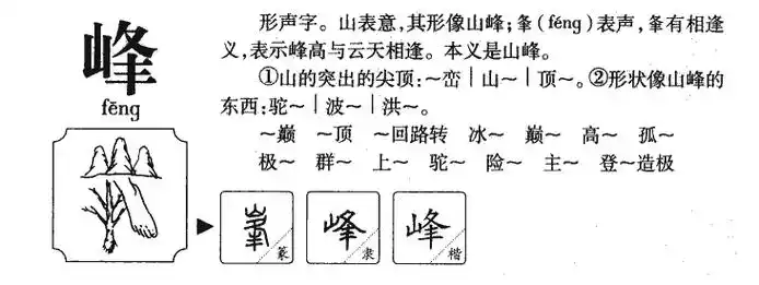 【寅集中】【山字部】 峰; 康熙笔画:10; 页码:页311第31峰字的康熙