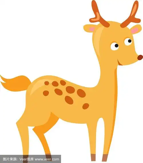可爱的,性格,鹿,卡通,野外动物