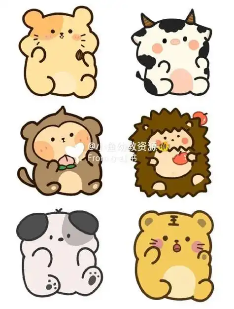 动漫小动物简笔画卡通