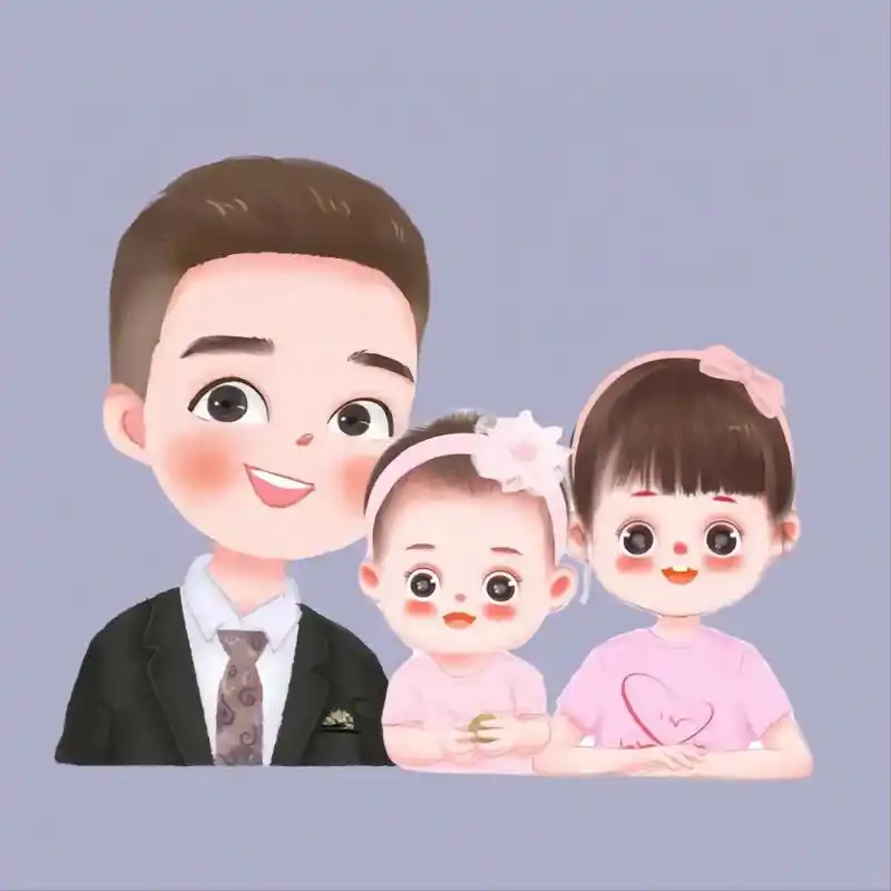 俩女儿? #一家四口头像 #全家福卡通头像 - 抖音