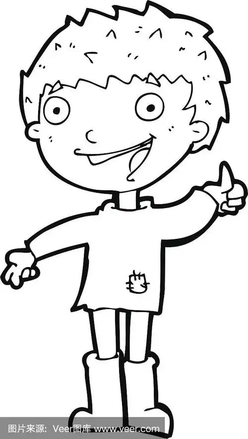 卡通兴奋的男孩