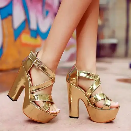 2013夏季韩版高跟鞋 厚底防水台交叉绑带鱼嘴凉鞋