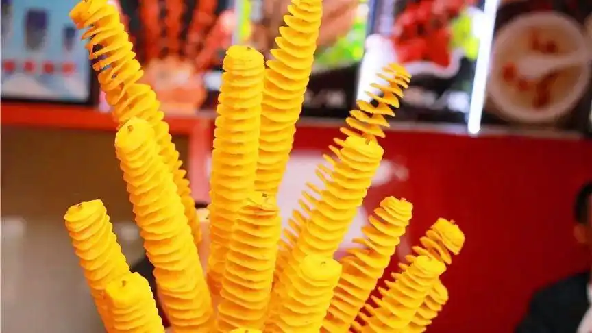 薯客旋转薯塔夜市美食街小吃街摆摊创业美食制作视频教程流程