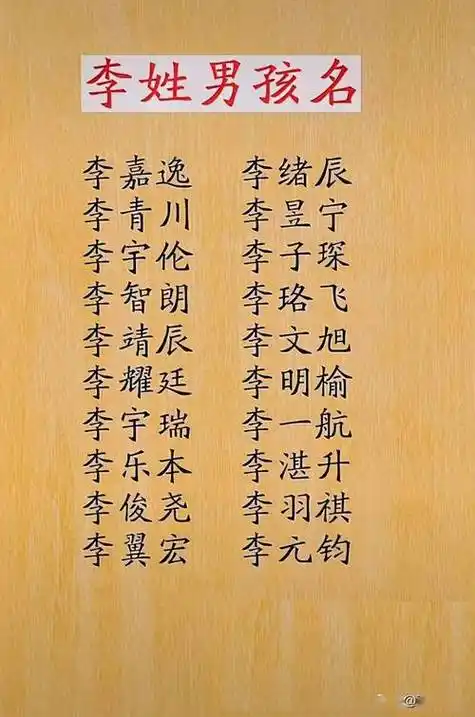 李姓男孩的名字简单大气是什么?