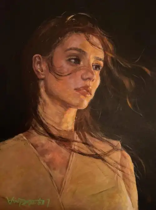 丙烯人物肖像画法逆光女孩内附过程