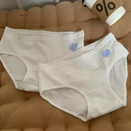 实拍实价 纯棉内裤女生中腰抗菌短款甜美学生卡通三角裤5条装, - 抖音