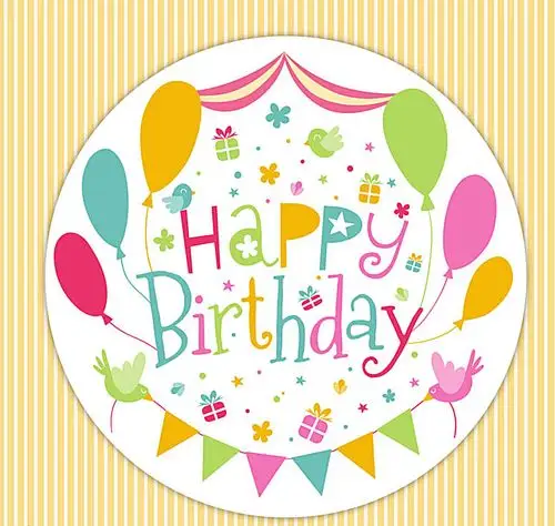 彩色生日贺卡矢量素材图片