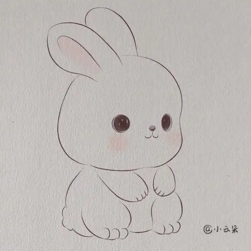 简单可爱简笔画178   祝大家兔兔如意