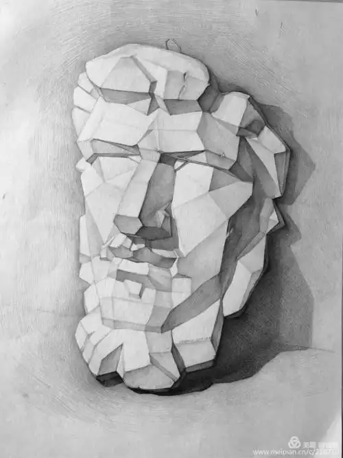 冠面女神石膏素描写生示范 高中基础组石膏写生示范