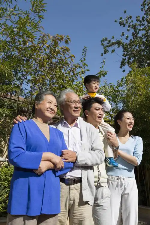 东方人,婴儿,儿童,中年人,老年人,家庭,夫妻,母亲,父亲,儿子,三代同堂