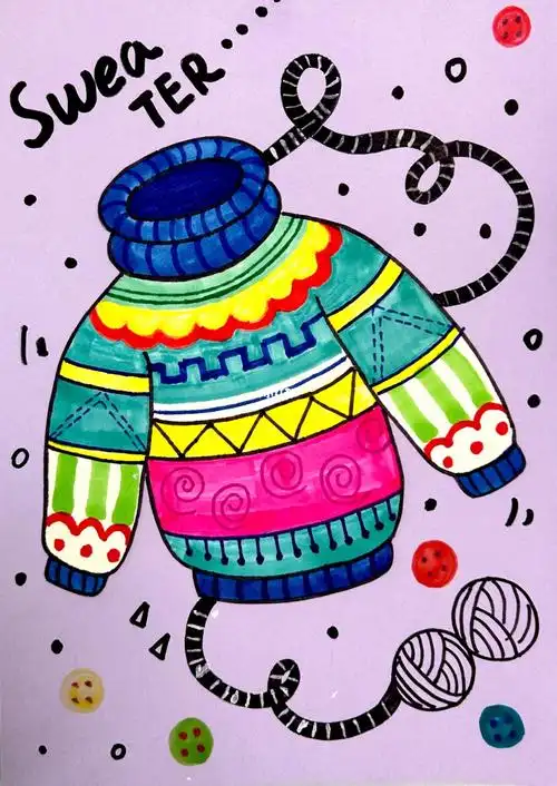 创意儿童画少儿美术毛衣