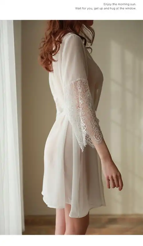 浪莎真丝触感高档品牌性感睡衣女夏季薄款透明情器睡裙大码睡袍冰丝