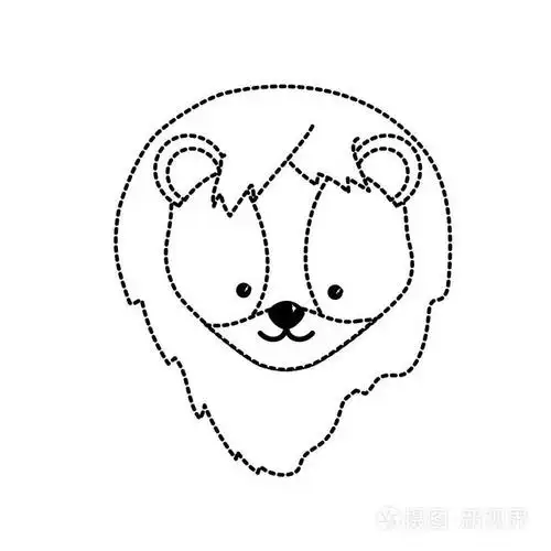 虚线可爱狮子头野生动物矢量图
