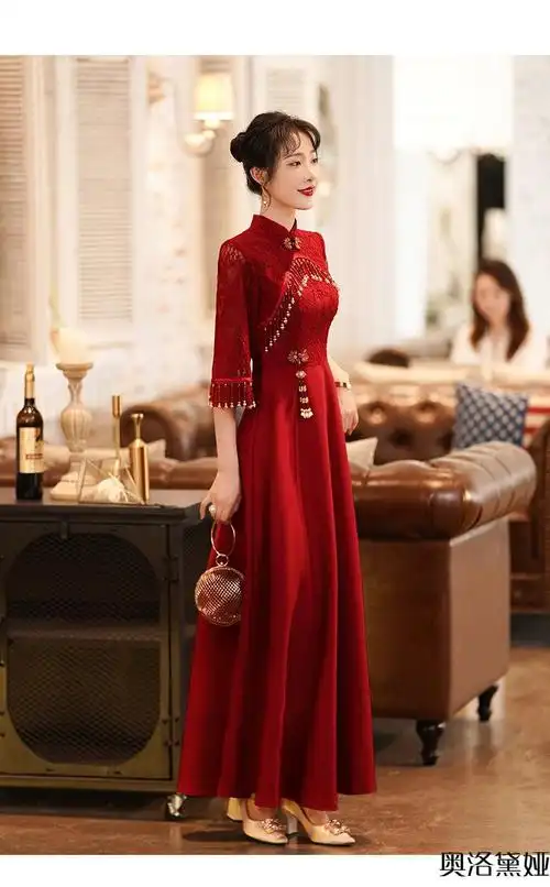 敬酒服新娘礼服平时可穿现代婚礼订婚回门衣服旗袍敬酒服新娘新款长款