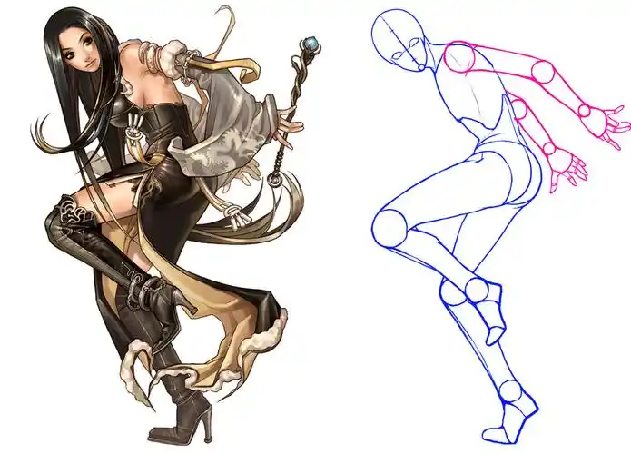 50p漫画人体构成教学图与骨骼线条提炼