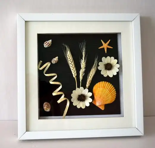 实物干草贝壳装饰画干花相框现代餐厅饭厅走廊现代装饰画