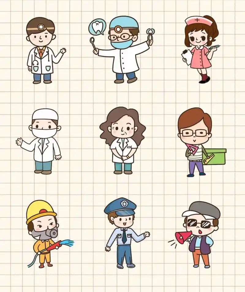 简笔画打卡|不同职业的人物简笔画 临摹,各种职业的卡通人物简笔画