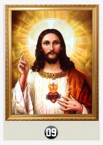 耶稣画像基督教装饰画油画爱情墙面壁画三联基督徒祷告免打孔公司