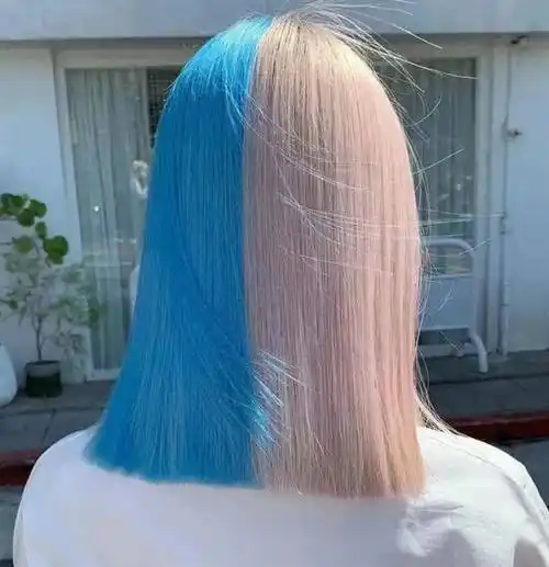 阴阳头对半染发型 时尚炸街染发首选_四大_修剪_标榜