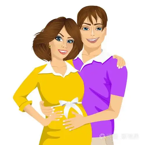 丈夫摸他怀孕的妻子的肚子