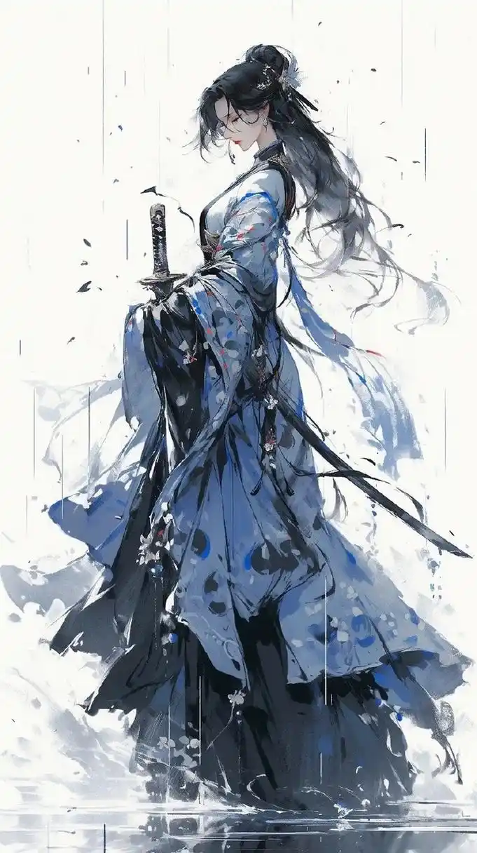 古风水墨画女侠壁纸 676767 #古风插画