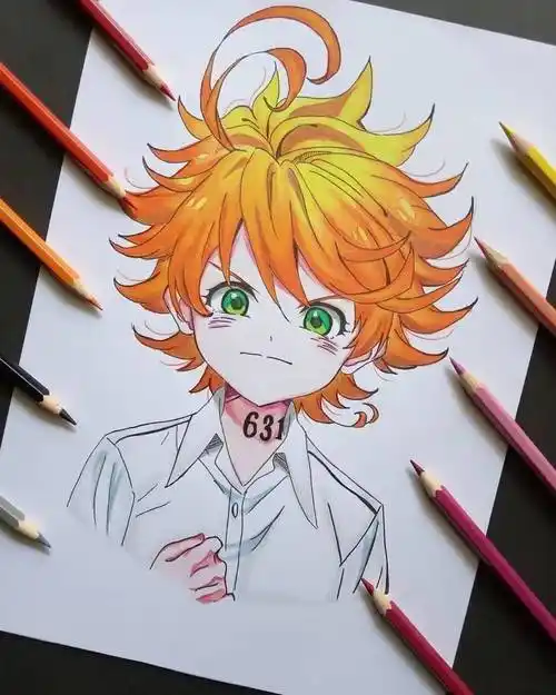 彩铅插画高清动漫人物彩铅画