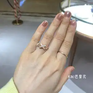 chaumet/尚美jeux de liens 欢·缘18k金交叉镶钻戒指钻戒婚戒女