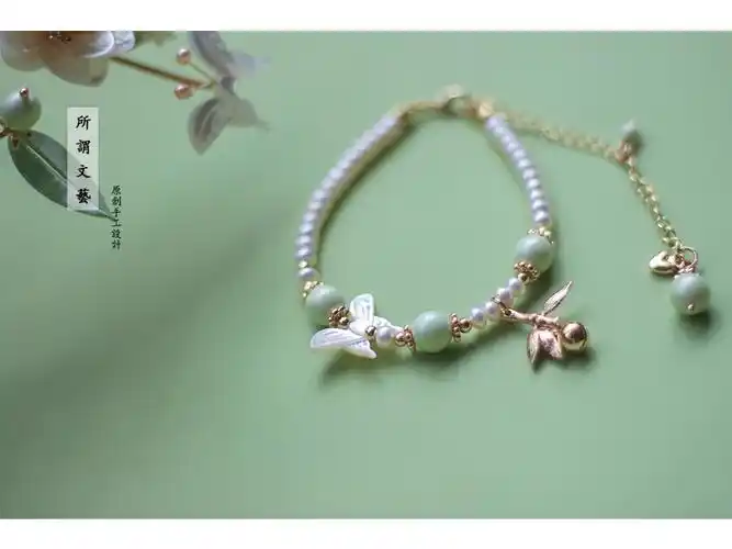 手链手串清新铃铛珍珠手饰古风配饰旗袍汉服手链