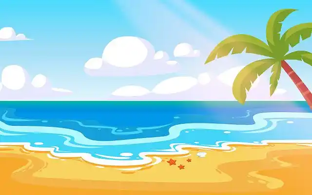 沙滩玩耍海浪剪纸自然风景海浪沙滩人文景观旅游背景图片海滩沙滩原