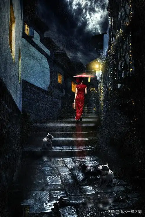 忆先人粉墙绿叶雕晨夏黛瓦黄花刻晚春烟雨江南诗意伞彷徨幽静悟红尘