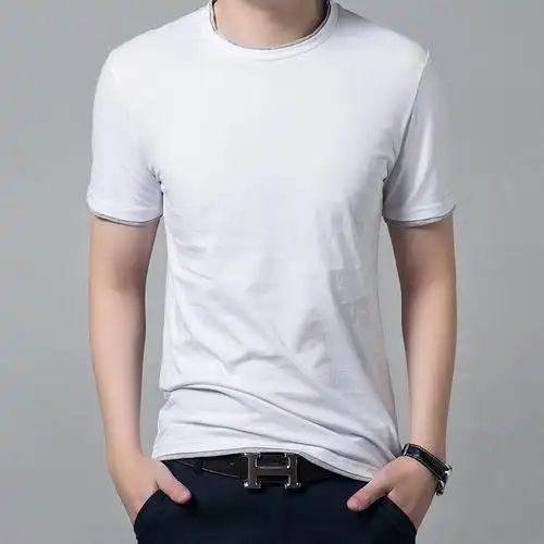 卓狼男装2016新款夏季男士短袖t恤圆领修身半袖纯男装打底衫潮zlt1502