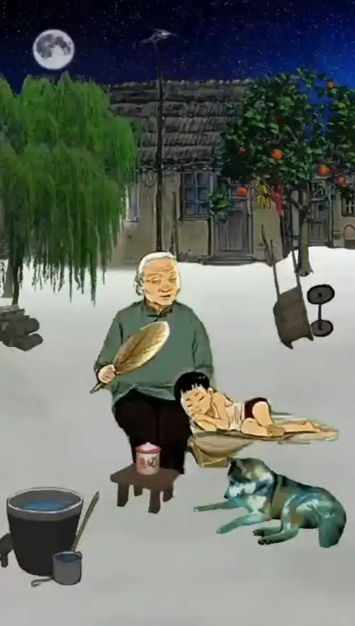 童年回忆#小时候夏天的夜晚,经常躺在奶奶的腿上乘凉…一会就睡琢了