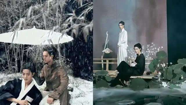 肖战王一博拍摄古风大片黑白不要太般配是非前尘何以当歌