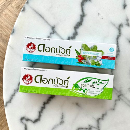 泰国双莲牙膏美白草本植物莲花改善牙龈去黄清新口气护龈去渍150g