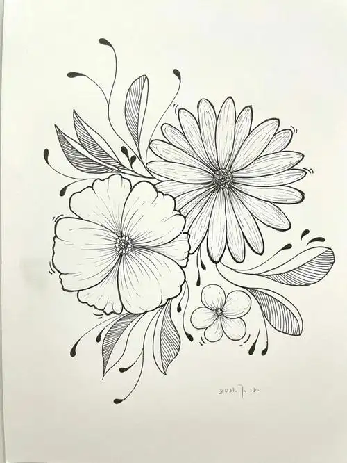 和风樱花素材手账简笔画|超简单好看的樱花手绘教程94_教程_简笔控笔