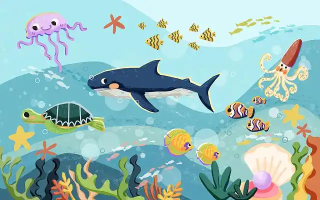 海洋生物海洋动物海底世界卡通生物植物元素png素材世界海洋日海底水