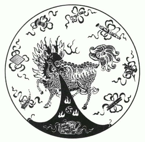 中国古代黑白纹理图案:麒麟元素