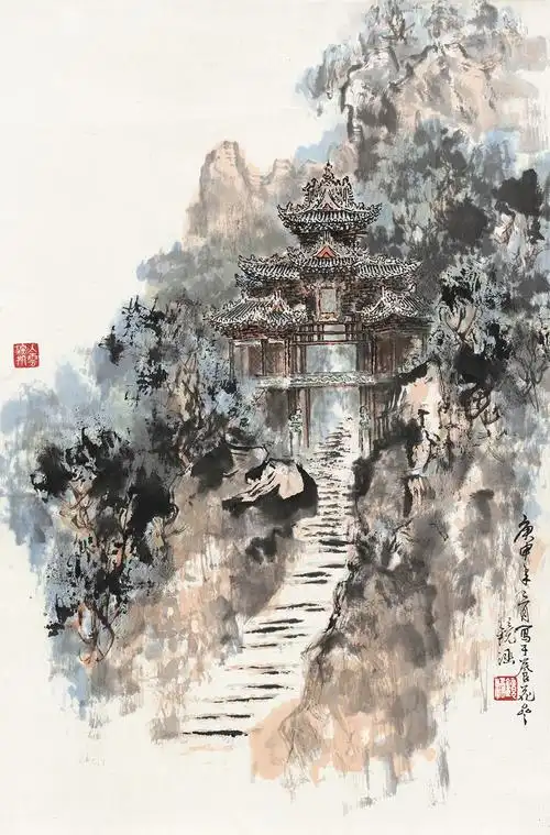 【山亭图 立轴 设色纸本】拍卖品_图片_价格_鉴赏_绘画_雅昌艺术品