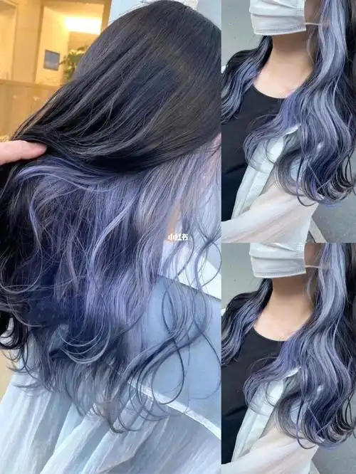 2022超火长发挂耳染 雾感蓝紫色显白绝了