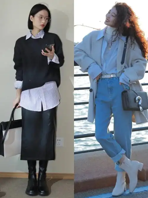 2022年衬衫流行叠着穿无论是内搭还是外穿时尚保暖又减龄