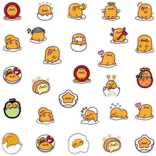 120张不重复卡通可爱懒蛋蛋贴纸软萌蛋黄哥手账素材装饰防水贴画