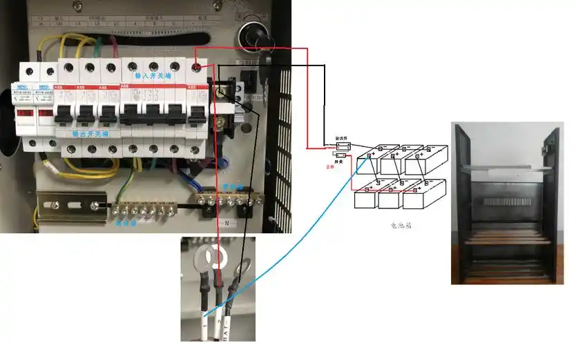 eps应急电源500w电池及市电连接图--山特ups电源郑州|河南ups电源