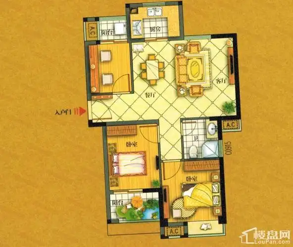 南平南平江南水岸3室2厅2卫户型图-南平楼盘网