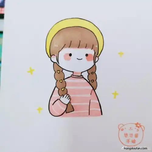 10张可爱的小女生卡通简笔画-红豆饭小学生简笔画大全