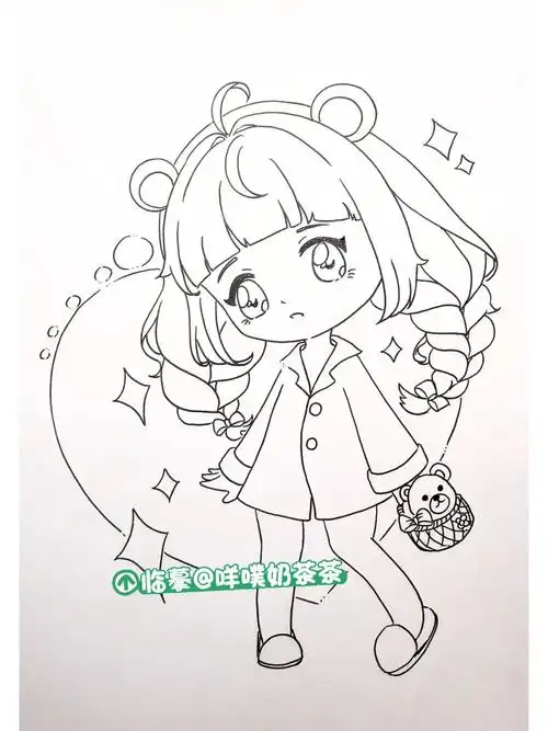 q版动漫|睡衣女孩|马克笔绘画|每日一绘