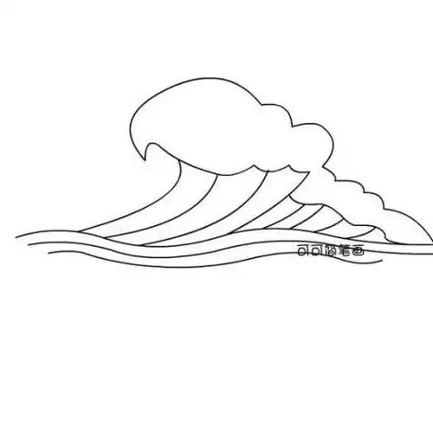 浪花礁石简笔画