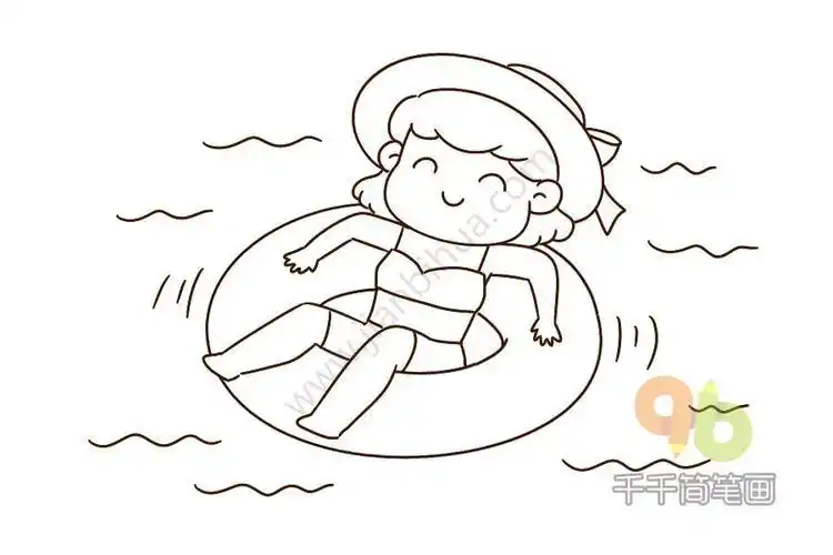 游泳卡通小男孩简笔画