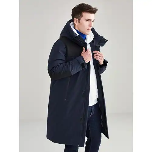 坦博尔2020新品鹅绒羽绒服男中长款时尚保暖加厚冬装外套ta201789