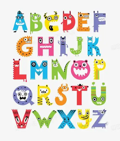 创意卡通26个英文字母