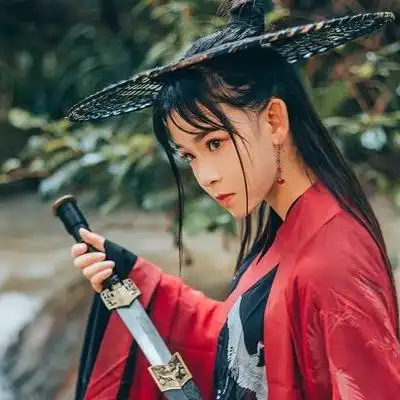 红衣古装美女,古风高冷美艳气息十足